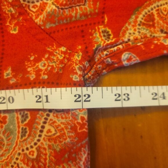 Ralph Lauren Women's Cotton Blend Red/Cream Paisley Pajama Top - Size M - Picture 10 of 11